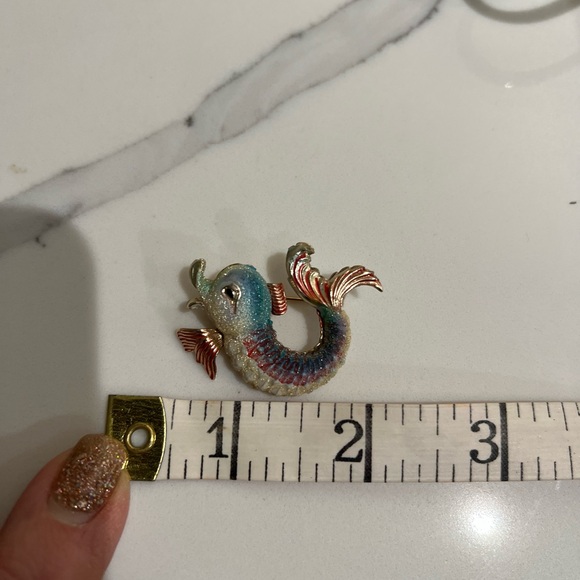Vintage enamel koi fish pin. Iridescent - Picture 2 of 3